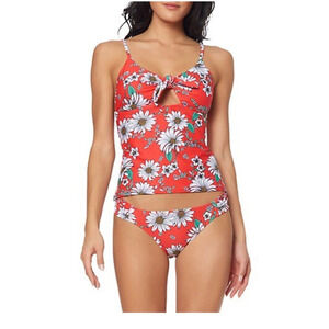 Jessica Simpson Womens Tie Front Floral Tankini Top Color Size M 11206